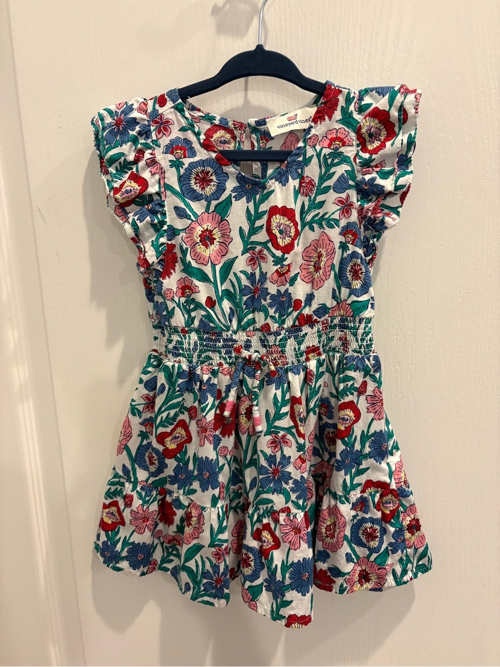 Vineyard Vines Girls' White Tisbury Floral Smocked Waist Dress Size 2T